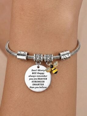 Inspirational Bumble Bee Bracelet Stainless Steel Motivational Jewelry Gift NWT